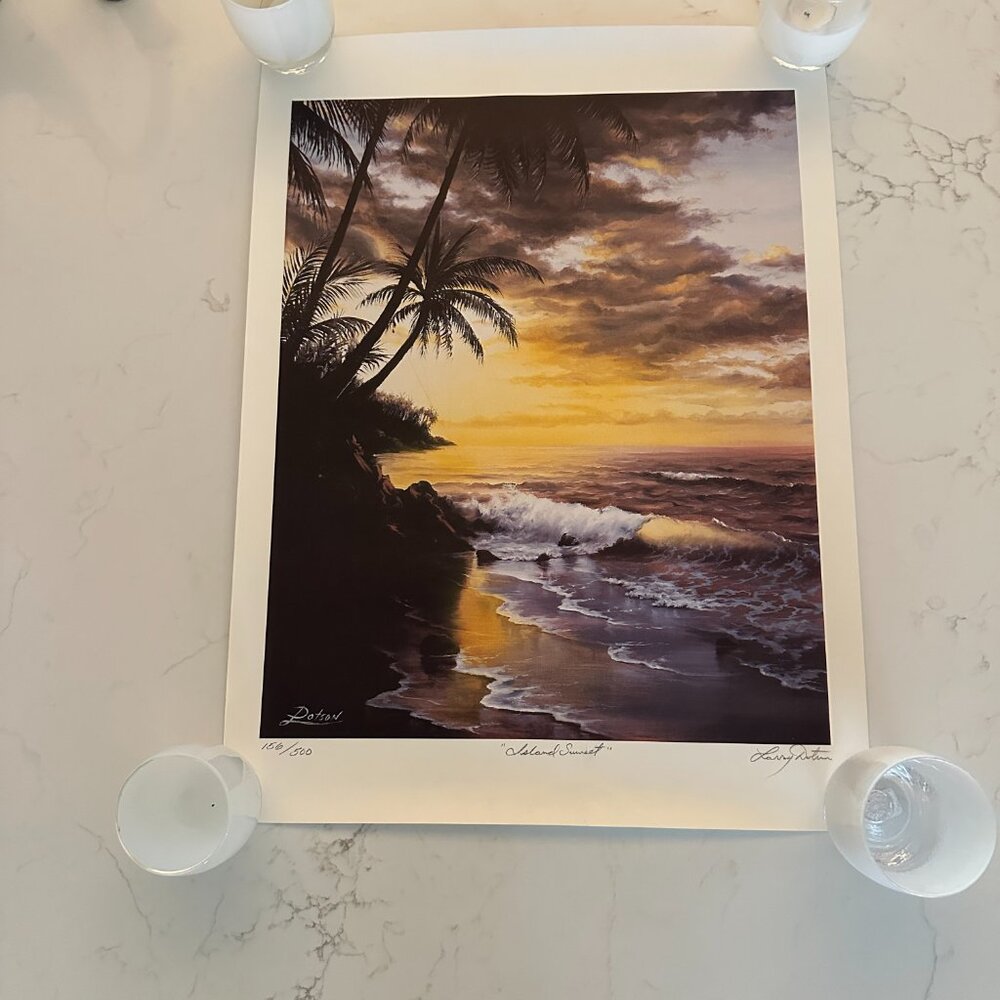Vintage Larry Dotson "Island Sunset" Signed and Numbered